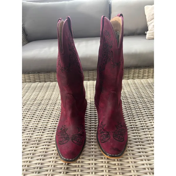 Roper Riley Scroll Embroidered Faux Leather‎ Cowboy Boots 8.5 country concert - Image 3