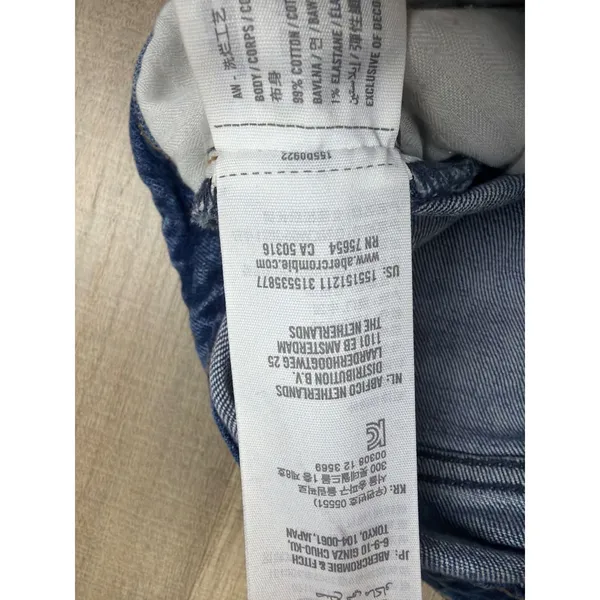 Abercrombie & Fitch Curve Love High Rise Mom Jeans Blue Distressed Women 6R 28‎ - Image 5