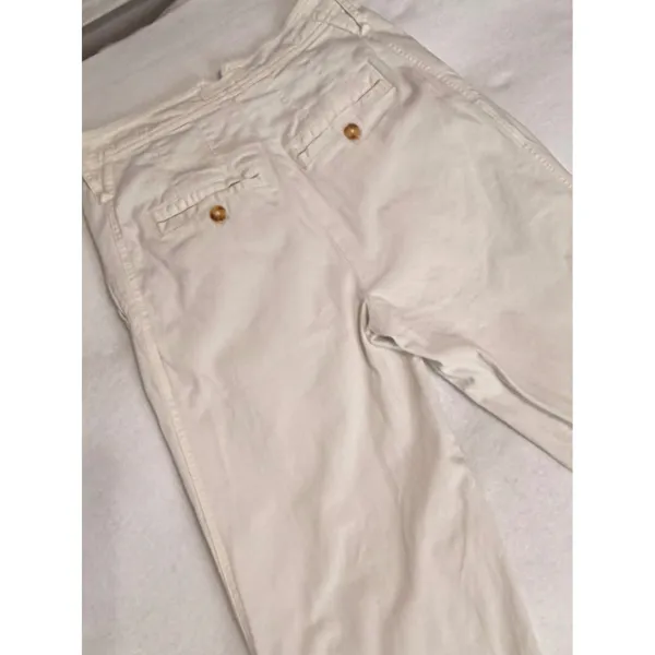 Anthropologie Cream Wide Leg Pants Womens US 0 High Rise Cotton Stretch Trouser - Image 9