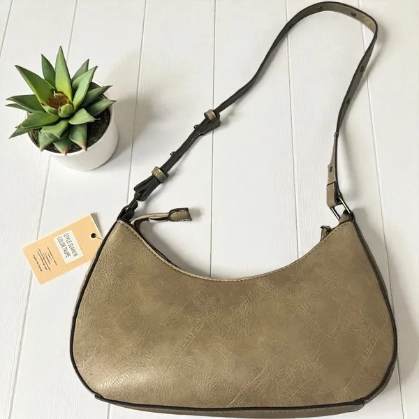 Rein &‎ Bridle Taupe Floral Embossed Faux Leather Shoulder Bag Purse - Image 3