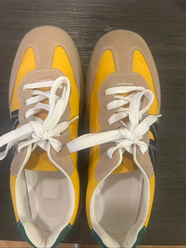 SHEIN Yellow and Black Women's Lace-Up Sneakers - Image 2
