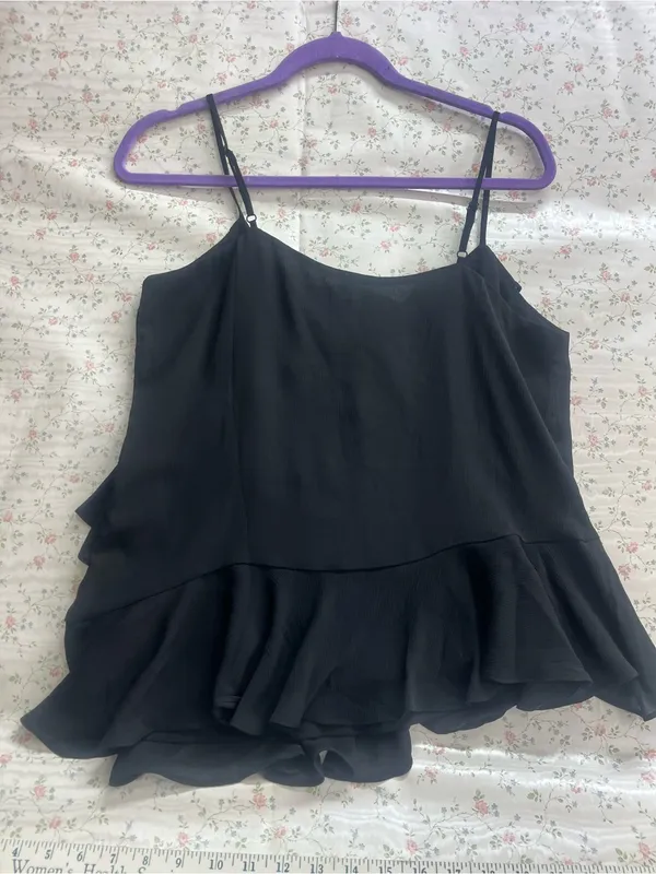 Bar III Black Asymmetrical Ruffle Camisole - Image 4