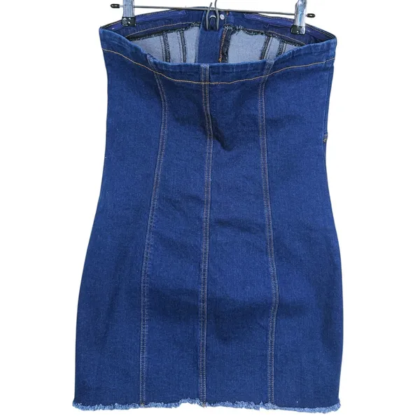Superdown Womens Strapless Denim Mini Dress Size M Blue Western Cowgirl Concert - Image 3