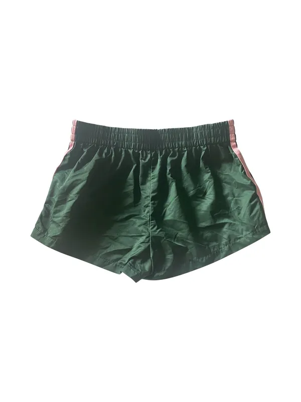 PACSUN-EDIKETED-NIKKI NYLON SHORTS-SIZE XS Lightweight green athletic shorts with contrast pink side stripes. Elastic waistband for a comfortable, secure fit. Breathable fabric designed for everyday wear and active days. Easy to style with tees or tanks Excellent condition - Image 6