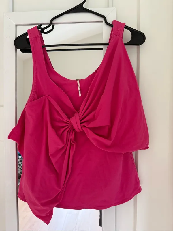 Free People Tied Up Drapey Top In Pink Phenom Size Medium - Image 2