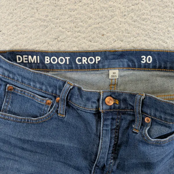 J.Crew Demi Boot‎ Crop Jeans Womens 30 Medium Wash Blue Raw Hem BA628 Stretch - Image 3