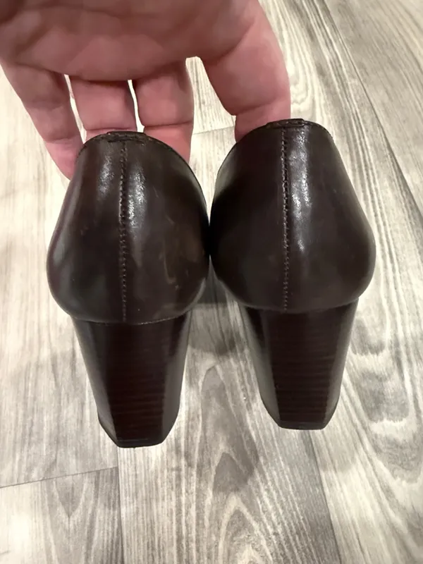 ANTONIO MELANI Dark Brown old money chunky heel Leather Square-Toe Loafers 6.5 - Image 3