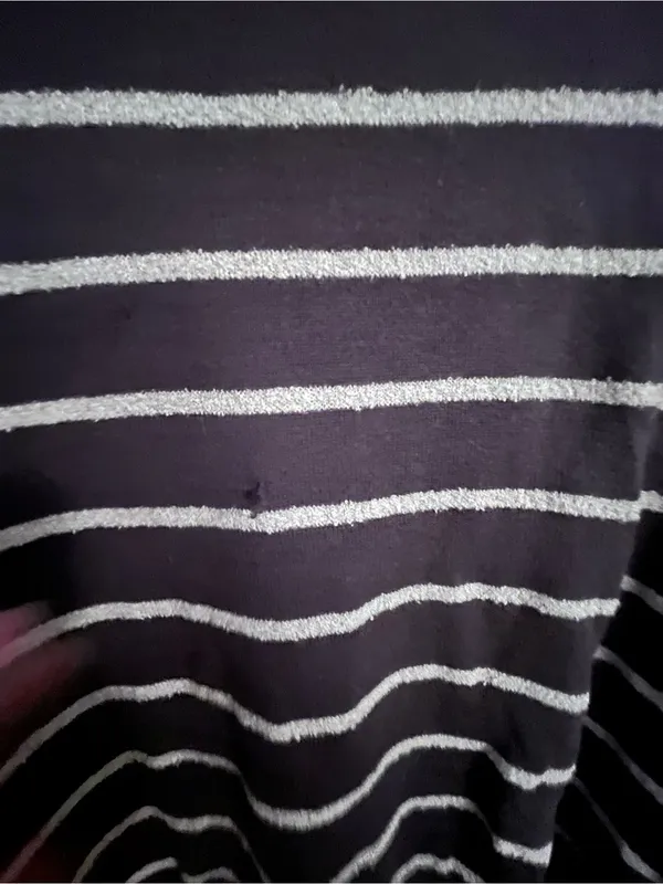 RVCA Women's Navy and White Striped Turtleneck Sweater - Image 2