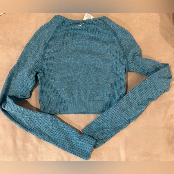 Gymshark Teal Women's Crew Neck Long‎ Sleeve Crop Top Size Small - Image 2