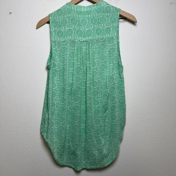 Maeve‎ Anthropologie Women Tunic Tank Top XS Green Medallion Pintuck Sleeveless - Image 11