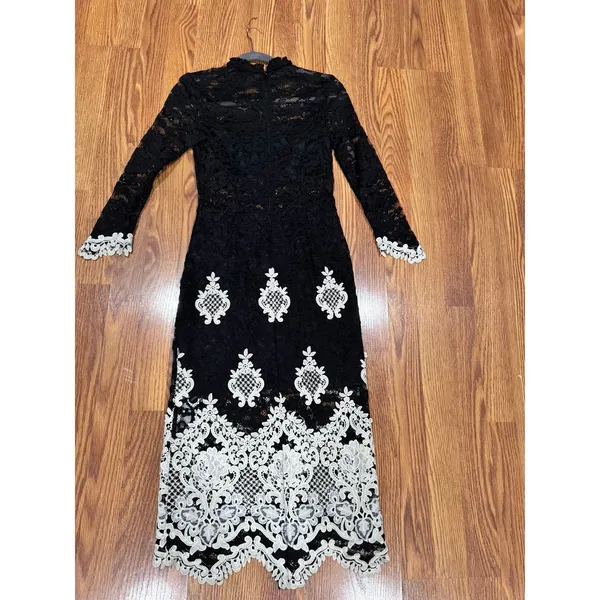 Alexis Helina Black White Bodycon Midi Dress Sleeveless Cocktail Size S - Image 9