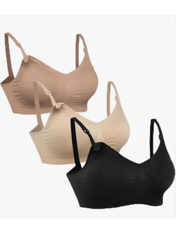 NEW 3 Pk Full Bust Seamless Nursing Maternity Bras Bralette XL - Image 2