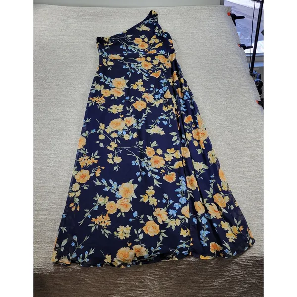 Lulus Elegant Admiration Maxi One Shoulder Dress XL Navy Floral Wedding Guest - Image 16
