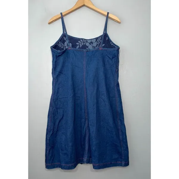 Y2K Size S M Reversible Floral Blue Jean Denim Mini Babydoll Jumper Dress - Image 7