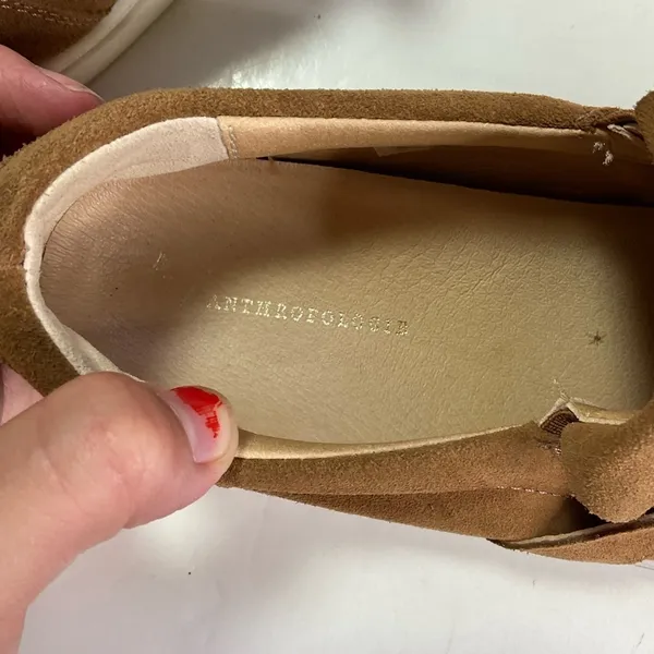 Anthropologie‎ Suede Fringe Slip On Loafers Size 38 - Image 5