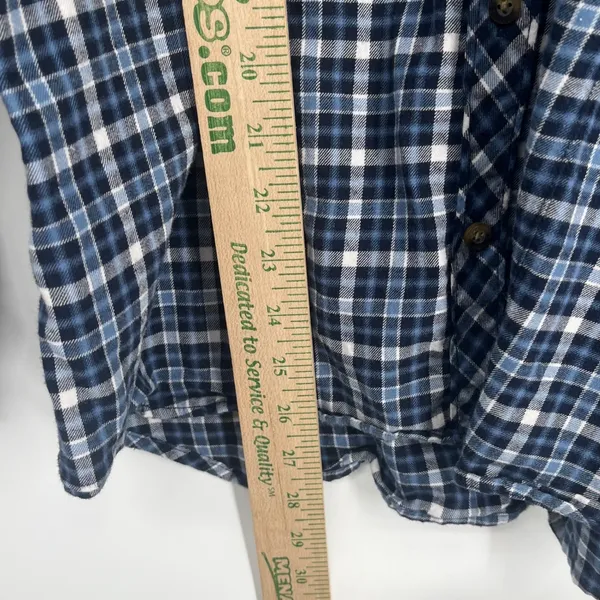 Eddie Bauer Blue White Plaid Flannel Button Down Shirt Womens XL Long Sleeve - Image 6