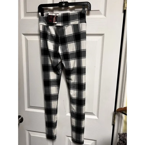 No‎ Boundaries Black White Plaid High Rise Leggings Juniors Size S 3-5 NWT - Image 3