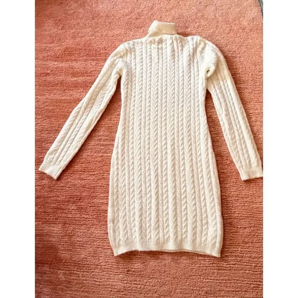 Tic Toc White Cable Knit Sweater Dress Size S Soft Minimalist Cozy - Image 8