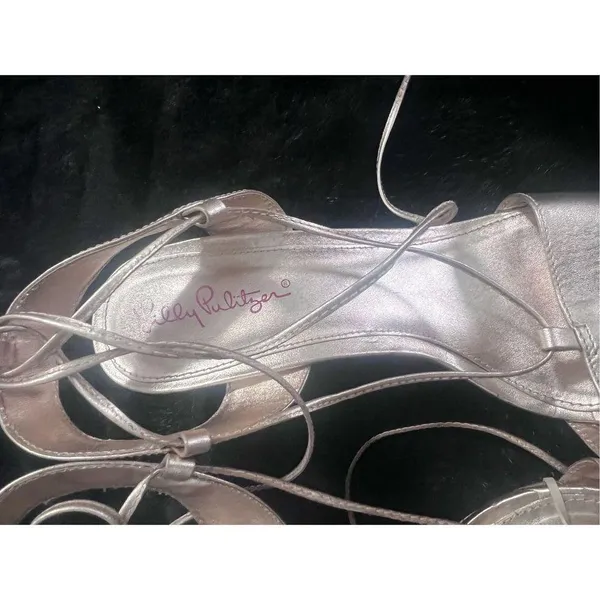 Lilly Pulitzer Gold Metallic Casey Wedge Shoe Size 9 m strappy gladiator - Image 3