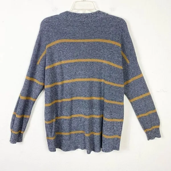 American Eagle Grey & Tan Striped Knit Crewneck Jegging Fit Sweater Size M - Image 2
