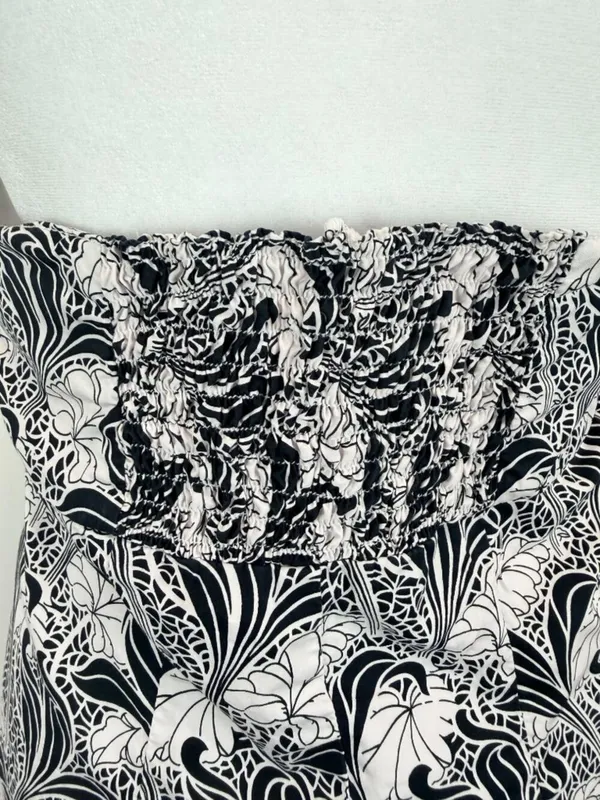 Tommy Hilfiger Women Size 12 Halter Dress Black White Floral Cotton Midi‎ - Image 9