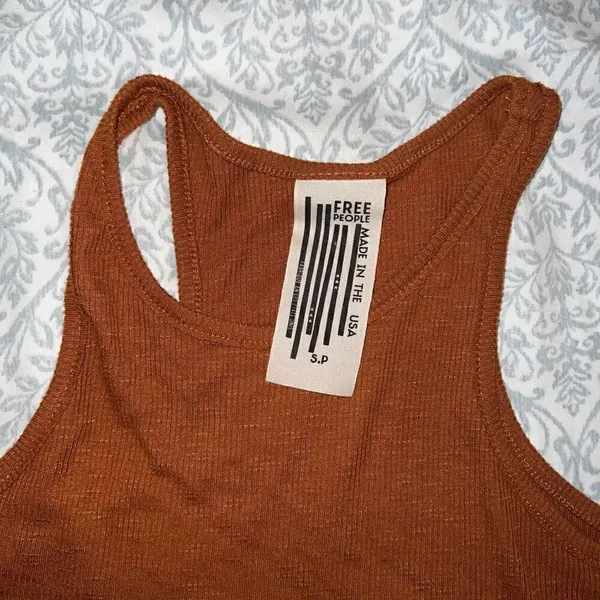 Free People Ribbed Tunic Tank Top Womens Orange Boho Flowy USA Made Grunge size - Image 4