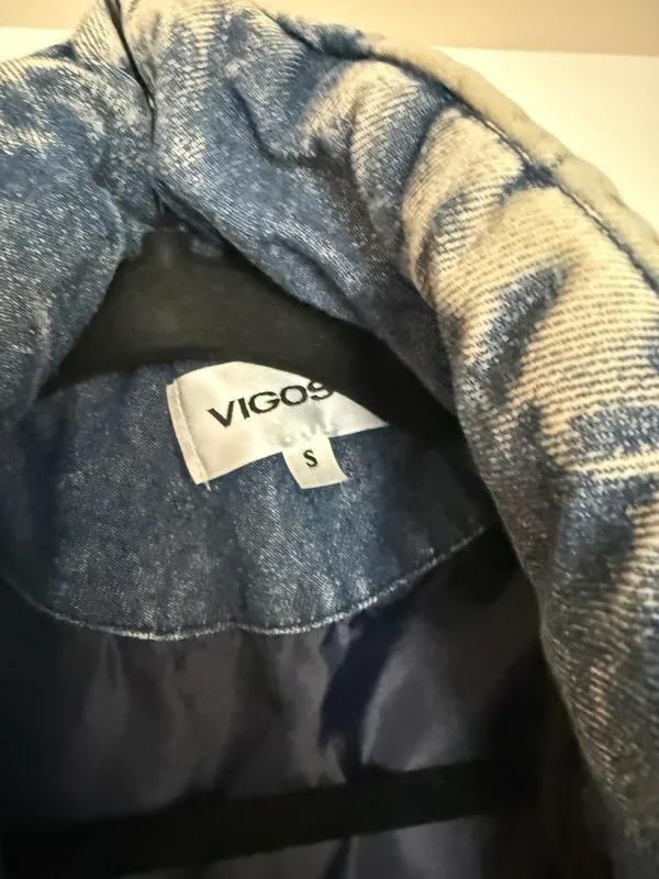 Vigoss Acid-Wash Denim Puffer Jacket Size S - Image 2