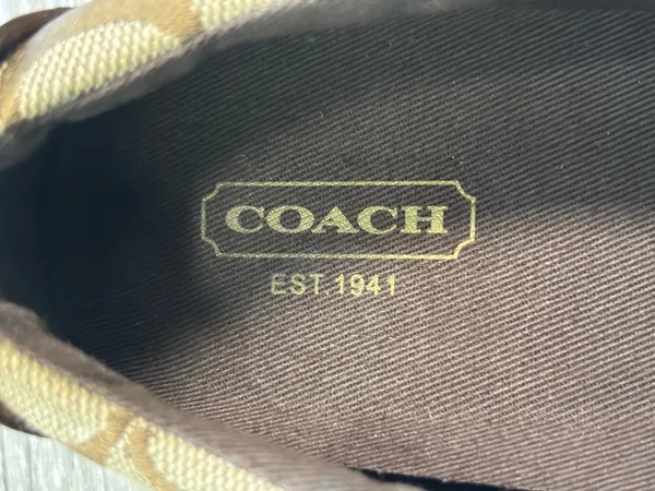 Coach Barrett sneakers in a signature khaki and brown canvas - Image 5