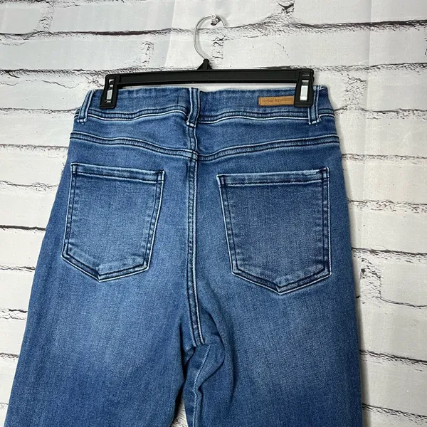 Blue Flare Wide Leg Jeans High-Rise Waist Hippie Y2K Baggy Style SZ 29 Retro - Image 9