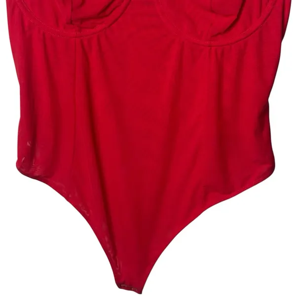Good American Corset Demi Mesh Thong Bodysuit Grenadine Feminine Dainty 2XL - Image 5