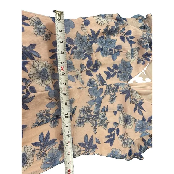 Tommy Hilfiger Pink Blue Floral Sheer Overlay Midi Dress Flutter Sleeve V-neck 6 - Image 15