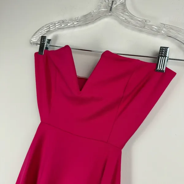 Revolve NBD X NAVEN Bright Barbie Pink Boned Bodice V Cut Mini Dress Sz Medium - Image 7