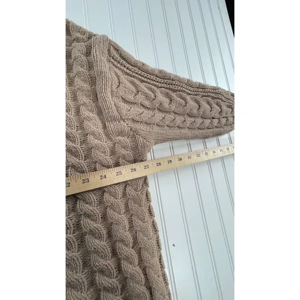 SO Women XXL Tan Brown Cable Knit Chenille Sweater Crewneck Oversized Cozy - Image 7
