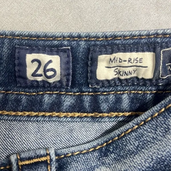 Miss Me 26 X 29 Skinny Mid Rise Denim Jeans Blue 5‎ Pockets Stretch Distressed - Image 8