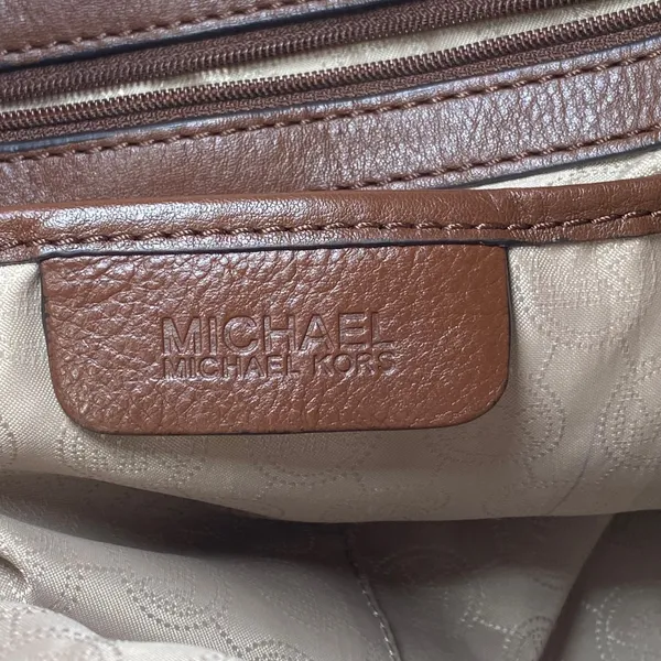 Michael Kors Tote Bag Purse Womens Large Tan Brown Signature Monogram Wallet Set - Image 5