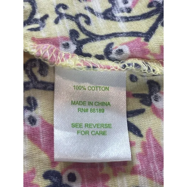 Lilly Pulitzer Cotton Slub Yellow Pink Short Bell Sleeve Top Summer Vacation L - Image 7