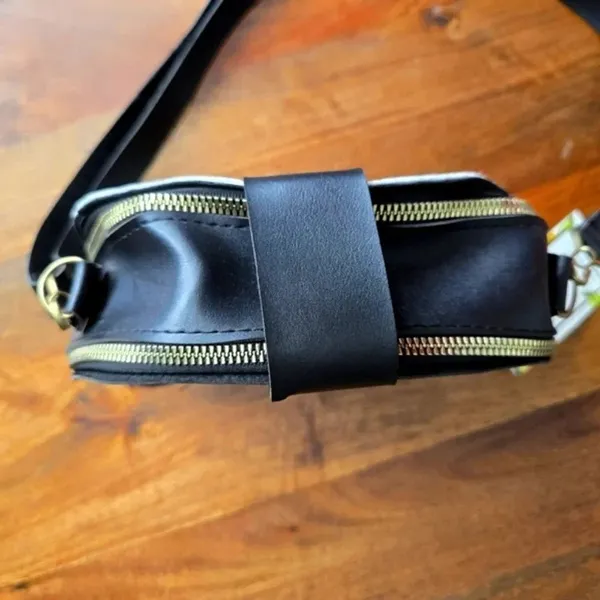 Black Brown Animal Printed Double Zipper Clasp‎ Crossbody Fashion Purse - Image 3