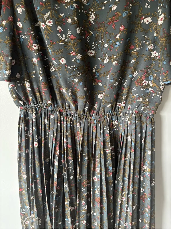 Baltic Born Belfast Pleated Midi Dress Antique Jade Floral Cottagecore - Image 8