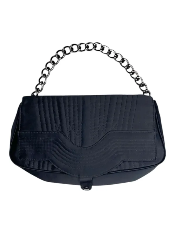 VanEli ❁ Sophisticated Metallic Gunmetal Chain Handle Bag Handbag ❁ Shiny Black - Image 3