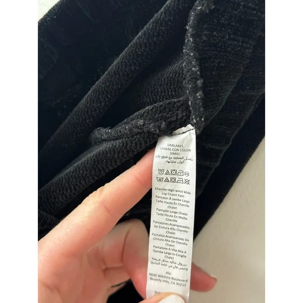 Alo Yoga S Chenille High-Waist Wide Leg Chalet Pant in Black - Image 8