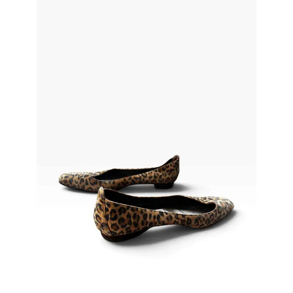 Manolo Blahnik Pointed Toe BB Flats 39.5 Brown Leopard Print Suede Luxury Y2K - Image 3