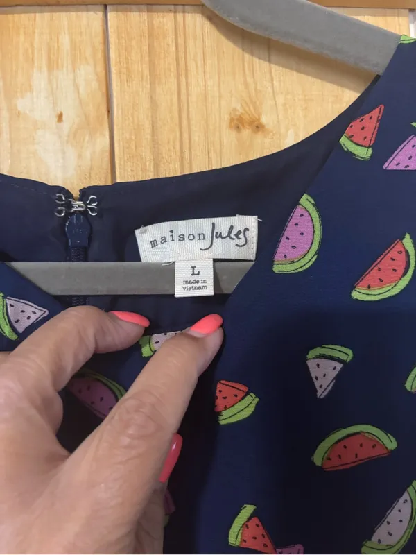 🍉 Maison Jules Watermelon Print Fit & Flare Dress – Size‎ L Excellent condition - Image 5