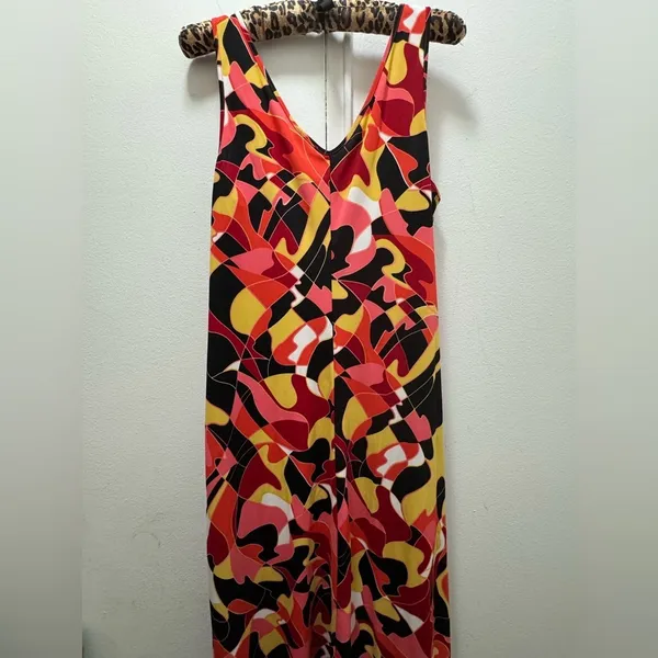 Y2K 90s BCBG Paris Kaleidoscope Side Knot Dress XL - Image 4