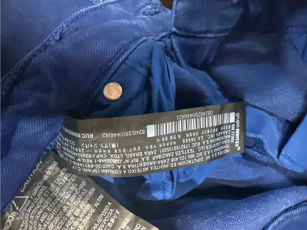 ZARA Women’s Cobalt Blue Flare Jeans Size 10 Raw Hem High Rise Pants - Image 10