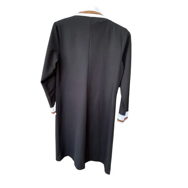 Vintage size L black Knit embroidered A-line dress - Image 4