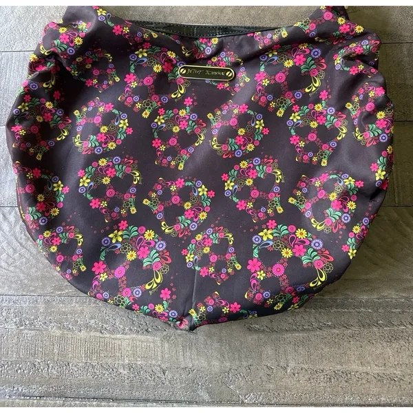 Betsey Johnson colorful floral happy skull‎ pattern hobo bag - Image 2