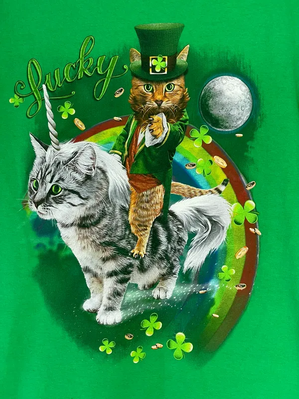 St. Patrick’s Day Leprechaun Cat T-shirt - Image 4