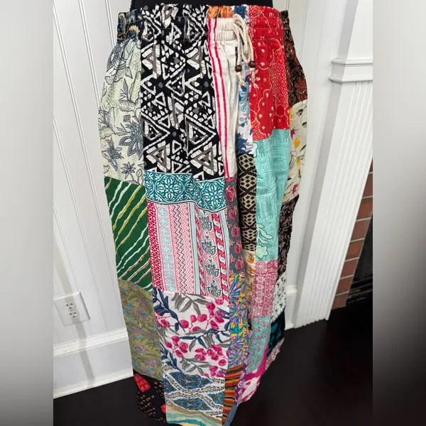 Kathmandu Imports NWT Kantha Patchwork Wide Leg Drawstring Pants ~ One Size Fits Most - Image 5