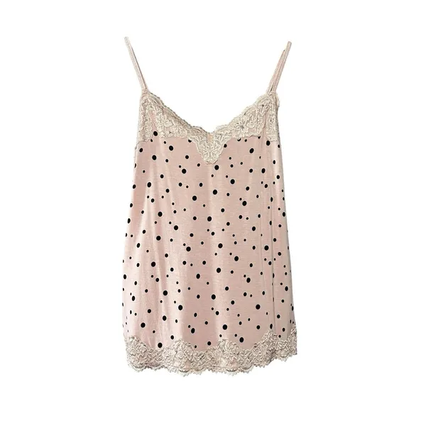 Y2K Lane Bryant Lace Cami Pink Polka Dot Tank Plus 14/16‎ Coquette Soft Girl Top - Image 2