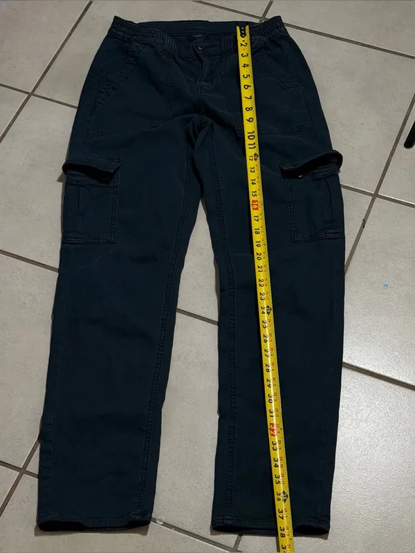 American Eagle Women Stretch Dark Navy Cargo Baggy Pants Utility Style‎ size 0 - Image 7